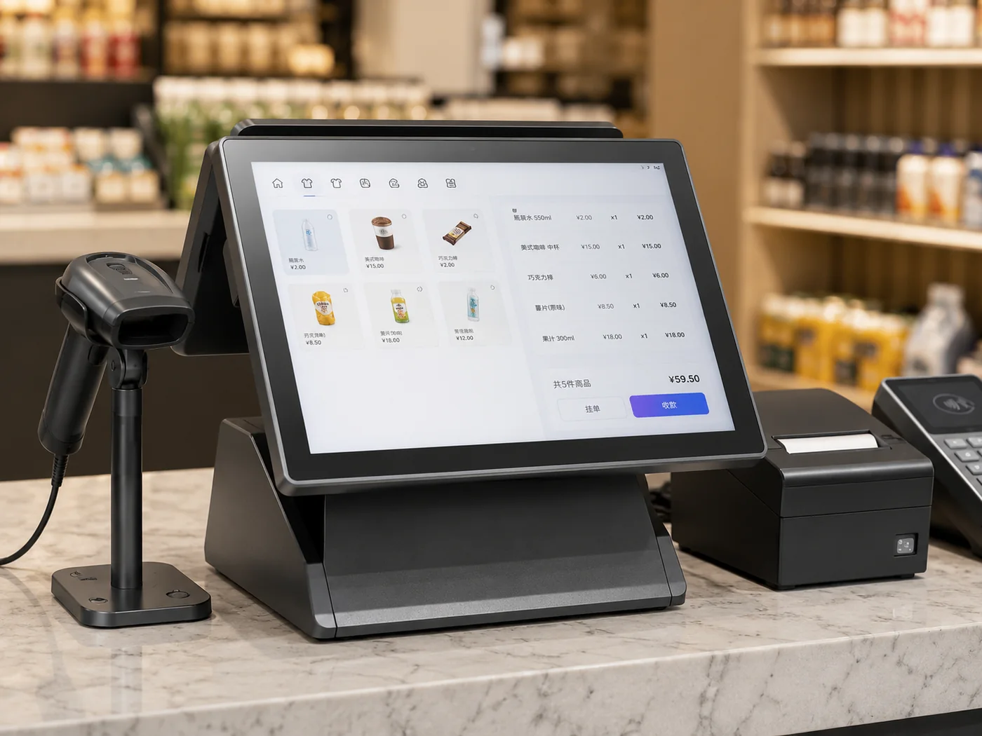 POS 收銀終端中的嵌入式 LCD 顯示器